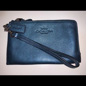 Coach Metallic Blue/Grey Wristlet